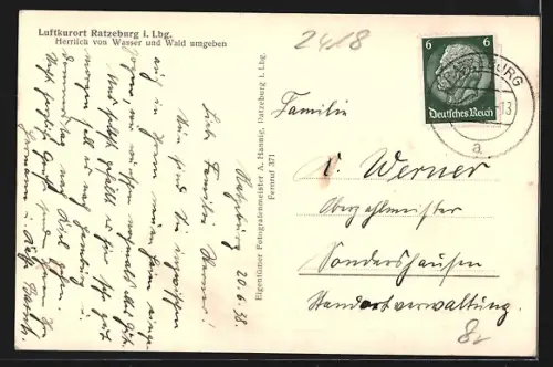 AK Ratzeburg i. Lbg., Ortsansicht aus der Luft