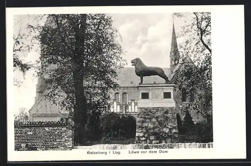 AK Ratzeburg i. Lbg., Löwe vor dem Dom