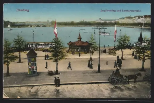 AK Hamburg-Neustadt, Jungfernstieg und Lombardsbrücke