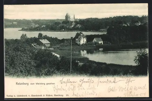 AK Ratzeburg, Blick vom Weinberg auf See und Dom