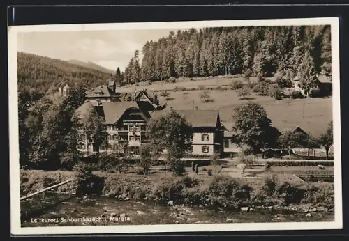 AK Schönmünzach /Murgtal, Hotel Post, Schwarzwaldlandschaft
