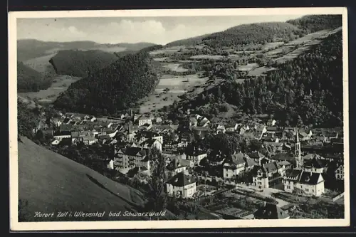 AK Zell i. Wiesental, Ortsansicht aus der Vogelschau