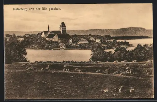 AK Ratzeburg, Ansicht von der Bäk auf Stadt und Dom