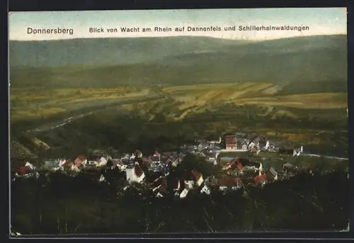 AK Dannenfels, Blick von Wacht am Rhein auf Dannenfels und Schillerhainwaldungen