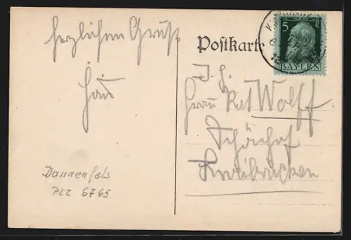 AK Dannenfels, Blick von Wacht am Rhein auf Dannenfels und Schillerhainwaldungen