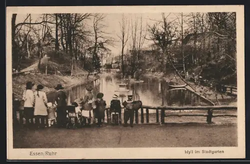 AK Essen /Ruhr, Idylle im Stadtgarten