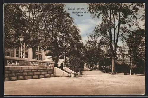 AK Essen /Ruhr, Stadtgarten mit Terrasse