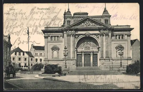 AK Essen / Ruhr, Theaterplatz mit Stadttheater