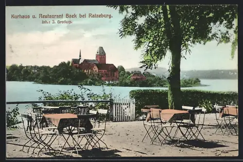 AK Bäk bei Ratzeburg, Kurhaus und Restaurant, Inh. J. Grotkop, Blick auf Ratzeburg