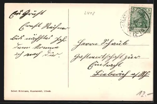 AK Bäk bei Ratzeburg, Kurhaus und Restaurant, Inh. J. Grotkop, Blick auf Ratzeburg