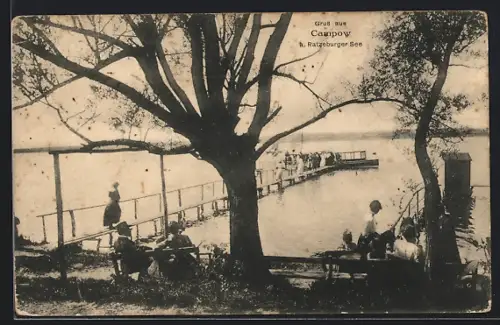 AK Campow a. Ratzeburger See, Steg und Seeansicht