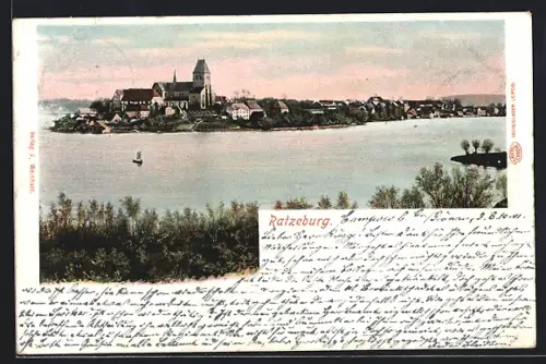 AK Ratzeburg, Stadtansicht mit Dom und See