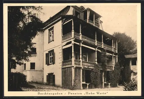 AK Berchtesgaden, Hotel Pension Hohe Warte, Bes. Geschw. H. und G. Frommel