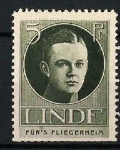 Reklamemarke Für's Fliegerheim, Portrait Leutant Otto von der Linde, Träger des Pour le Merite