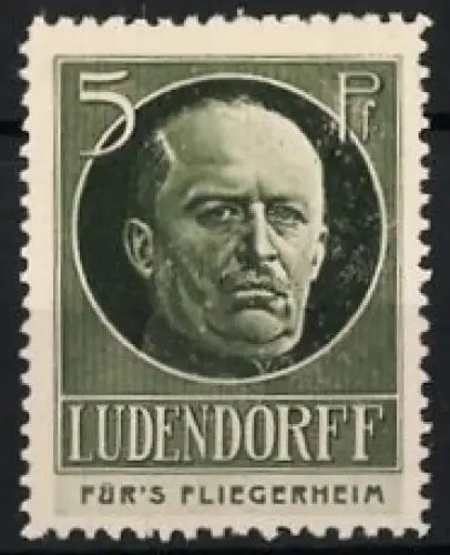 Reklamemarke Für's Fliegerheim, Portrait General von Ludendorff