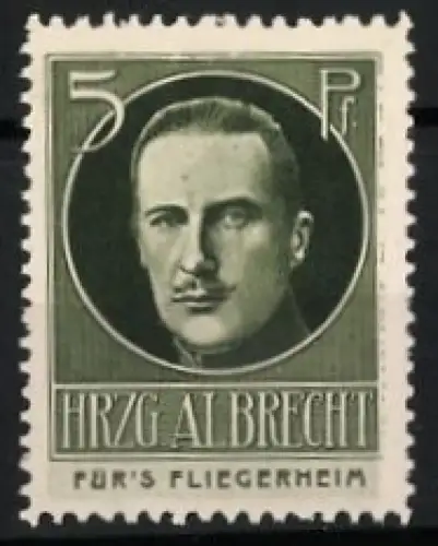 Reklamemarke Für's Fliegerheim, Portrait Albrecht Herzog von Württemberg