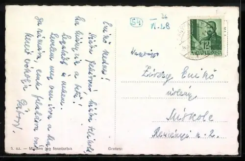 AK Nagykároly, Bankpalota, Városháza, Vármegyeháza, Széchenyi-utca részlet