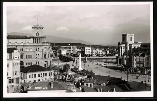 AK Skopje, Ortspartie aus der Vogelschau