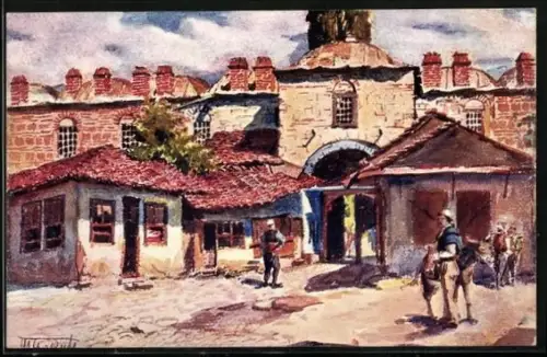 Künstler-AK Skopje / Ueskueb, Koutchoumli-Han