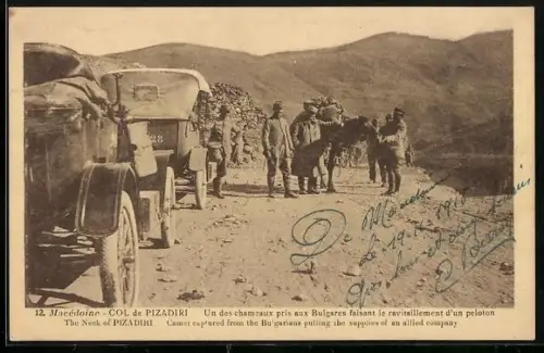 AK Col de Pizadiri, Un des chameaux pris aux Bulgares faisant le ravitaillement d`un peloton
