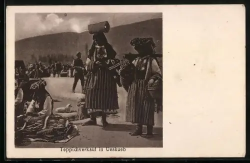 AK Ueskueb, Teppichverkauf auf dem Markt