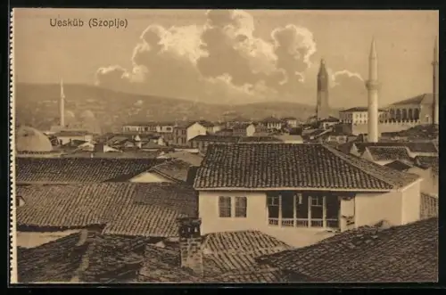 AK Uesküb, Ortsansicht aus der Vogelschau