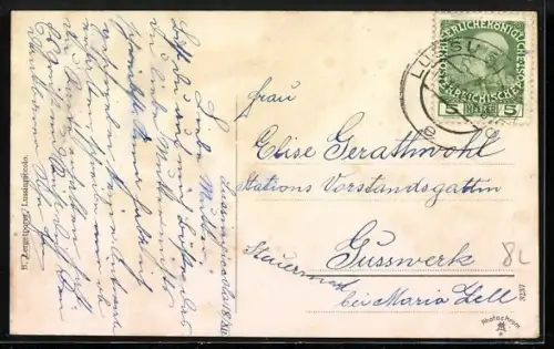 AK Lussinpiccolo-Cigale, Strand mit Blick auf ein Segelboot