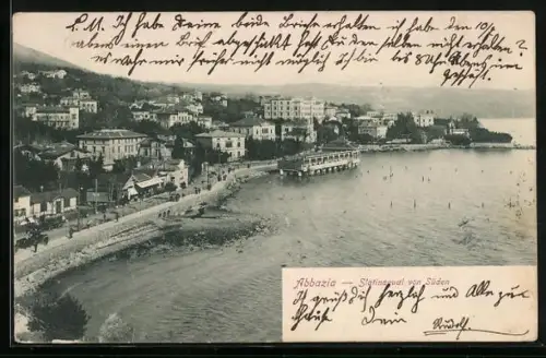 AK Abbazia, Slatinaquai von Süden aus