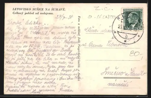 AK Letovisko Susice na Sumave, Celkový pohled od vodojemu