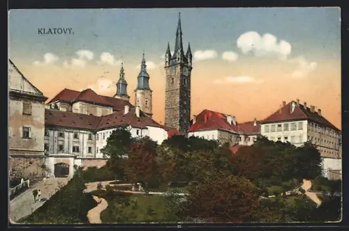 AK Klatovy, Strassenpartie mit Kirche