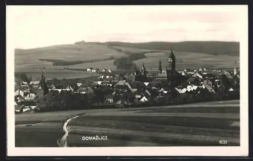 AK Domazlice, Teilansicht mit Kirche
