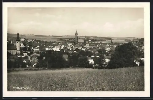 AK Domazlice, Panorama mit Kirche
