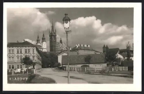AK Klatovy, Strassenpartie mit Kirche