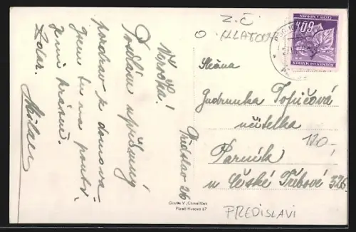 AK Predslavi, Strassenpartie mit Kirche