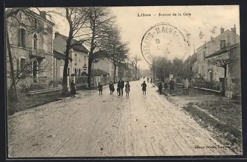 AK Libos, Avenue de la Gare avec des enfants jouant dans la rue