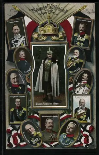 AK Kaiser Wilhelm II. und seine Heerführer, Kronprinz Wilhelm als Husar