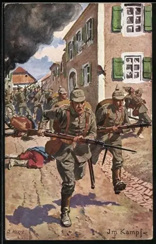 Künstler-AK O. Merte: Im Kampf, Infanterie-Regiment 42