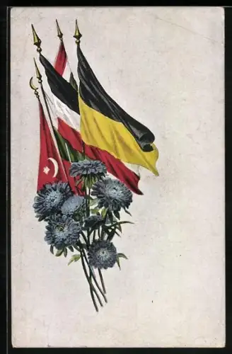 AK Österreichische Fahne, Reichsfahne, Türkische Fahne