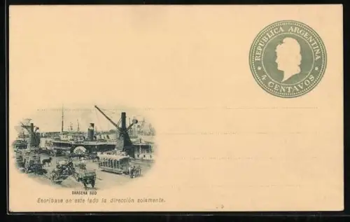 Präge-AK Buenos Aires, Darsena Sud, 4 Centavos
