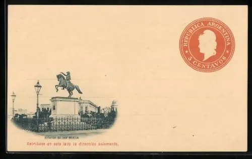 Präge-AK Buenos Aires, Estatua de San Martin, 3 Centavos