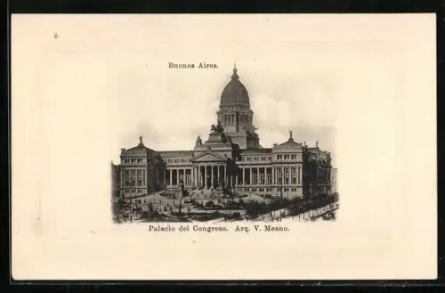 AK Buenos Aires, Palacio del Congresso, Aq. V. Meano