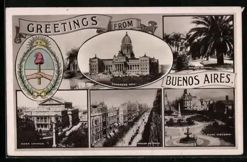 AK Buenos Aires, Congress Hall, Plaza Victoria, Plaza Lavalle, Wappen