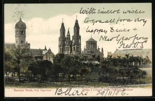 AK Buenos Aires, Iglesia y Colegio, Santa Felicitas, Barracas