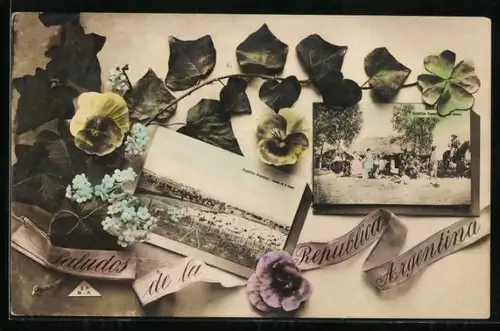 AK Republica Argentina, Remate en el Campo, Gebäude, Blumen