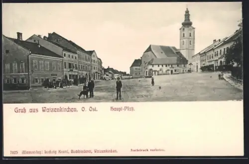 AK Waizenkirchen /O. Öst., Haupt-Platz mit Kirche