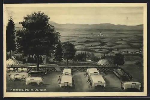 AK St. Johann am Wimberg, Blick zum Gartenlokal Hansberg