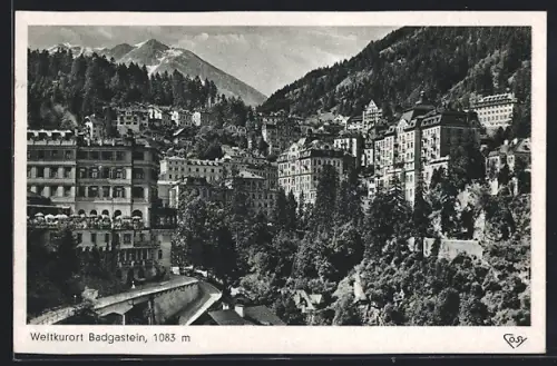 AK Badgastein an der Tauernbahn, Teilansicht mit Hotel