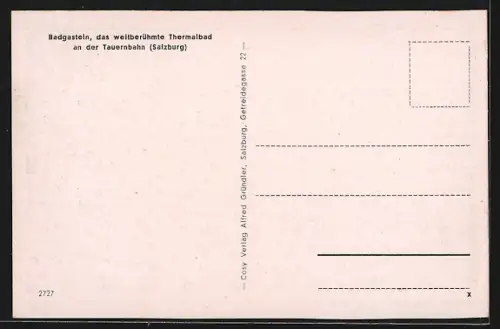 AK Badgastein an der Tauernbahn, Teilansicht mit Hotel