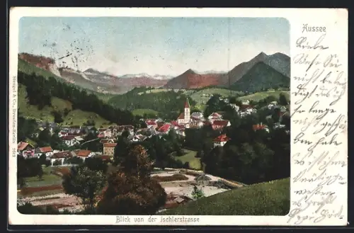 AK Aussee, Blick vond er Ischlerstrasse auf den Ort