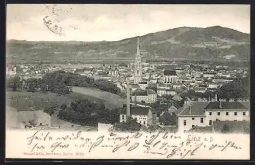 AK Linz a. D., Teilansicht mit Kirche